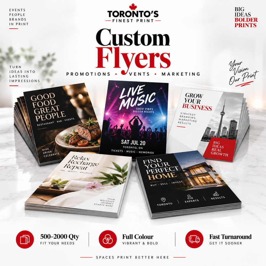 Custom full-colour flyers for promotions, events and marketing by Toronto's Finest Print