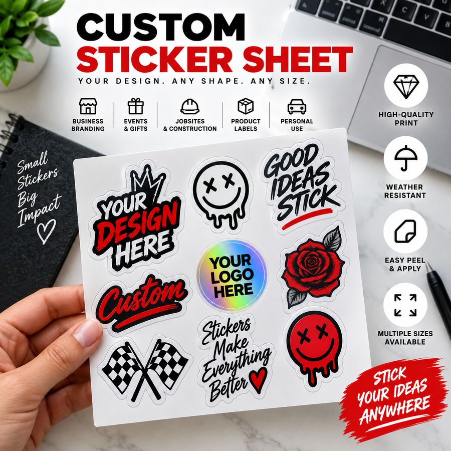 Custom sticker sheets with personalized logo business packaging and event stickers
