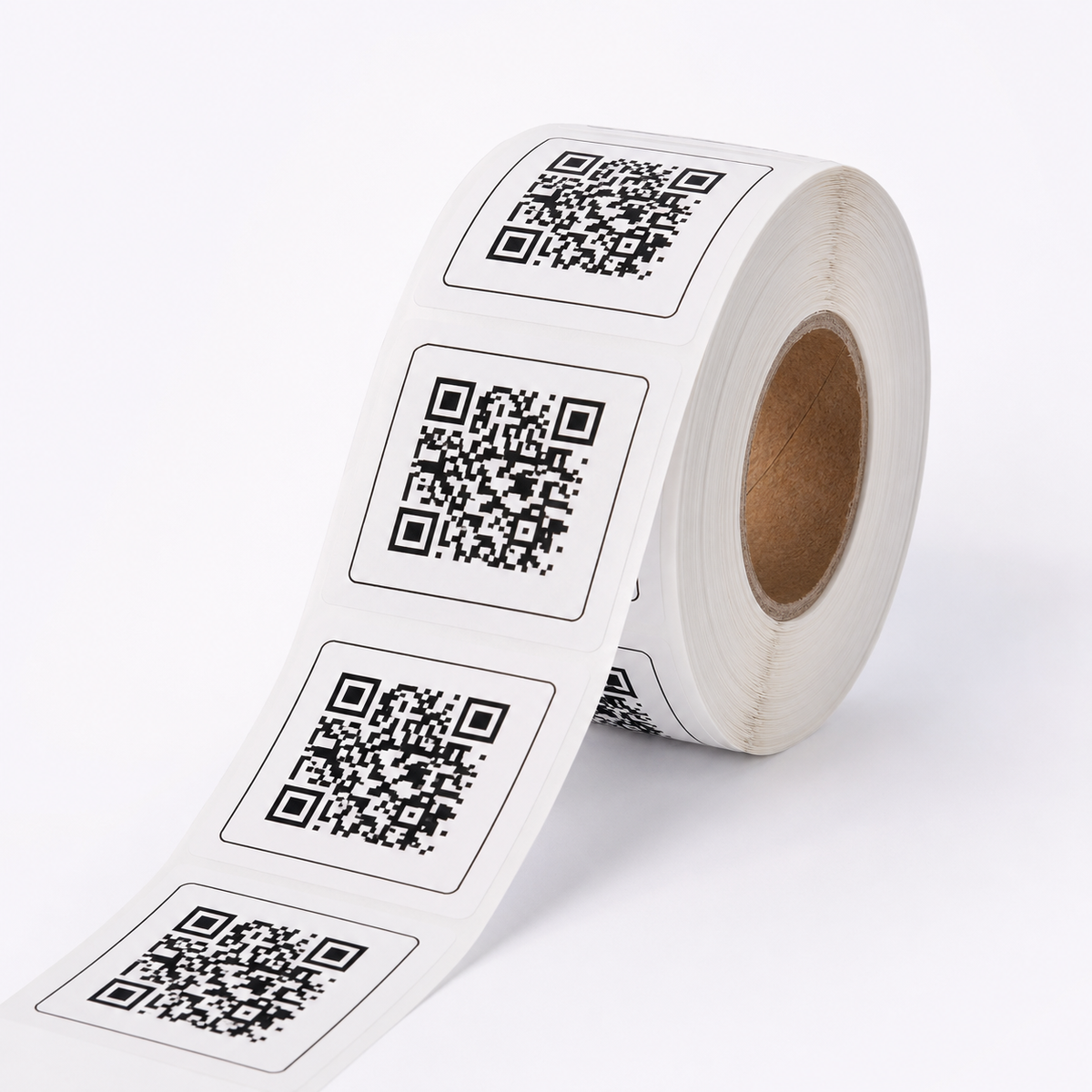Realistic roll of custom printed QR code labels