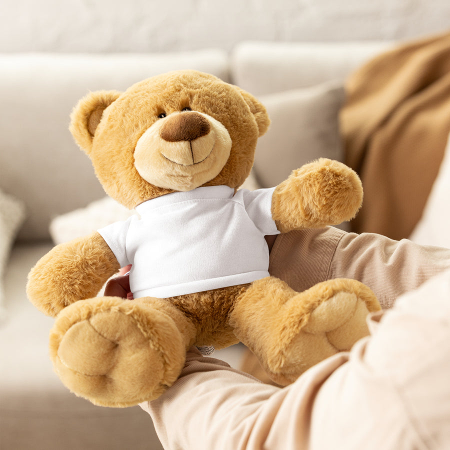 Custom teddy bear with personalized printed T-shirt